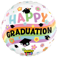 Betallic 21 inch HAPPY GRADUATION PASTEL RAINBOW Plastic Balloon 14247P-B-P