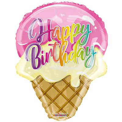 18 inch HAPPY BIRTHDAY ICE CREAM CONE GELLIBEAN