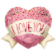 18 inch LOVE HEART WITH BANNER SPRINKLES SHAPE