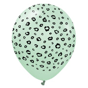 Kalisan 12 inch KALISAN SAFARI LEOPARD - MACARON GREEN W/ BLACK INK Latex Balloons