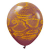 Kalisan 12 inch KALISAN SAFARI SNAKE - BURGUNDY W/ GOLD INK Latex Balloons