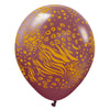 Kalisan 12 inch KALISAN SAFARI MUTANT - BURGUNDY W/ GOLD INK Latex Balloons