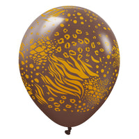 Kalisan 12 inch KALISAN SAFARI MUTANT - CHOCOLATE BROWN W/ GOLD INK Latex Balloons