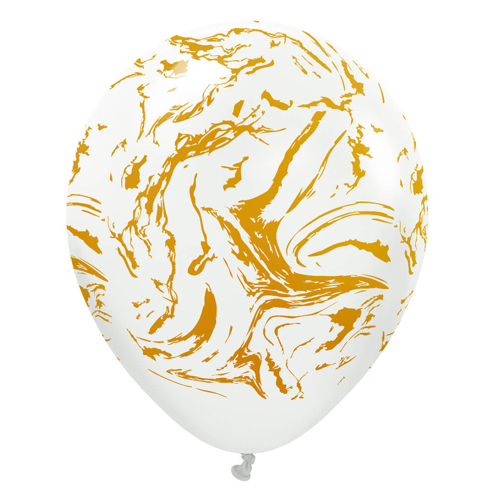 Kalisan 12 inch KALISAN SPACE NEBULA - WHITE W/ GOLD INK Latex Balloons