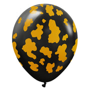 Kalisan 12 inch KALISAN SAFARI COW - BLACK W/ GOLD INK Latex Balloons