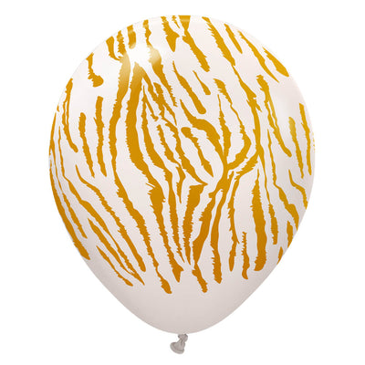 Kalisan 12 inch KALISAN SAFARI TIGER - WHITE SAND W/ GOLD INK Latex Balloons