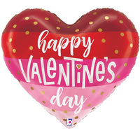 Betallic 24 inch SATIN STRIPES HAPPY VALENTINE'S DAY HEART Foil Balloon 25327P-B-P