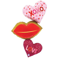 Betallic 40 inch HEART LIPS TRIO Foil Balloon 25329P-B-P