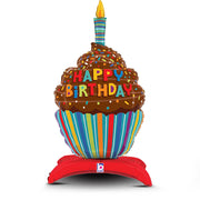 Betallic 31 inch HAPPY BIRTHDAY CUPCAKE STANDUPS Foil Balloon 25361P-B-P