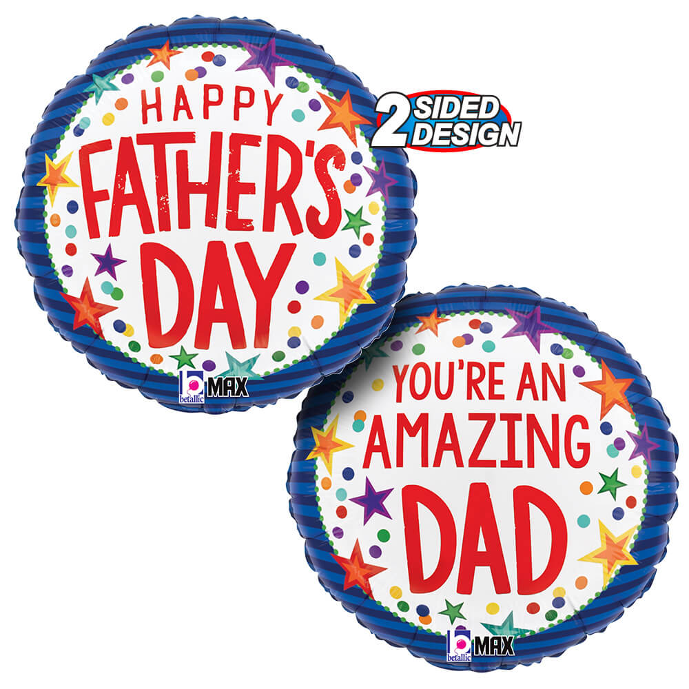 Betallic 18 inch HAPPY FATHER'S DAY STARS Foil Balloon 26344P-B-P