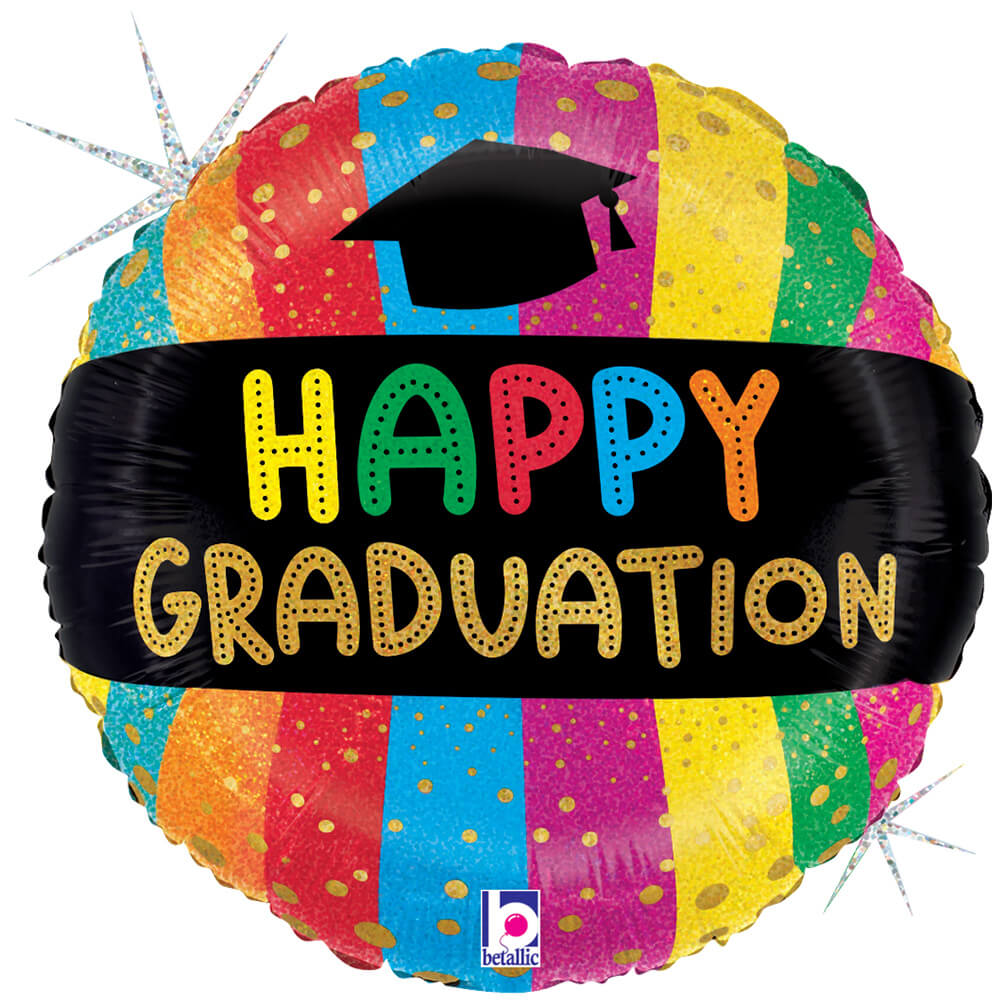 Betallic 18 inch COLORFUL HAPPY GRADUATION Foil Balloon 26349P-B-P