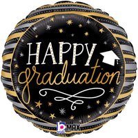 Betallic 18 inch SATIN METALLIC HAPPY GRADUATION STRIPES Foil Balloon 26350P-B-P