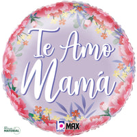 Betallic 18 inch SATIN FLORAL TE AMO MAMA Foil Balloon 26436P-B-P