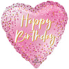 Anagram 18 inch HAPPY BIRTHDAY PINK SPARKLE HEART Foil Balloon 45932-01-A-P