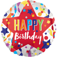 Anagram 18 inch HAPPY BIRTHDAY SATIN STAR Foil Balloon 45948-01-A-P