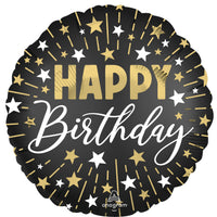 Anagram 18 inch HAPPY BIRTHDAY BLACK SILVER GOLD Foil Balloon 46344-01-A-P