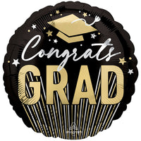 Anagram 18 inch CONGRATS GRAD STRIPES & STARS Foil Balloon 46676-01-A-P