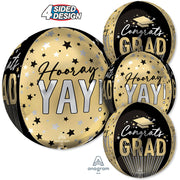 Anagram 16 inch CONGRATS GRAD STRIPES & STARS ORBZ Foil Balloon 46693-01-A-P