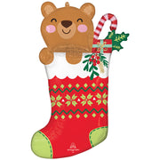 Anagram 43 inch BEARY CHRISTMAS STOCKING Foil Balloon 46926-01-A-P