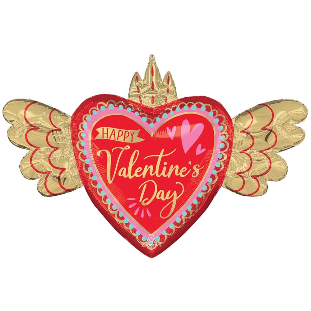 Anagram 37 inch ARTISTIC AFFECTION HAPPY VALENTINE'S DAY WINGS Foil Balloon 47213-01-A-P