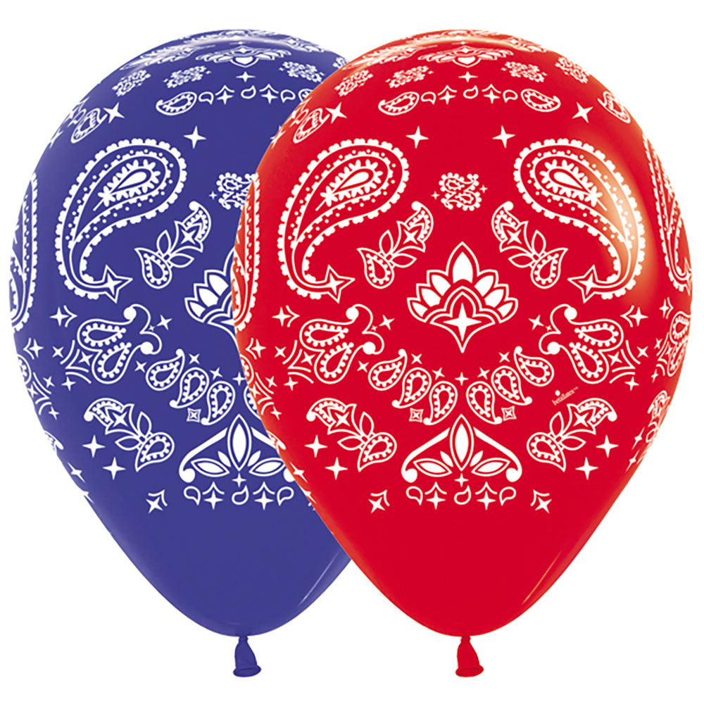 Sempertex 11 inch BANDANA - FASHION RED & ROYAL BLUE Latex Balloons 53931-B