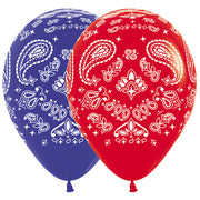 Sempertex 11 inch BANDANA - FASHION RED & ROYAL BLUE Latex Balloons 53931-B