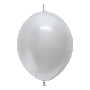 Sempertex 12 inch SEMPERTEX LINK-O-LOON - METALLIC SILVER Latex Balloons 54067-B