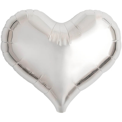 Ibrex 14 inch JELLY HEART - METALLIC SILVER Foil Balloon 805211-PB-U