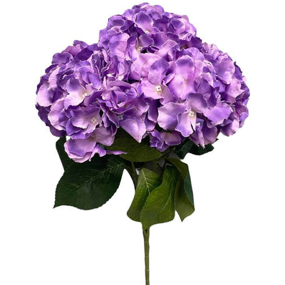 Party Brands 18 inch SILK PONGEE HYDRANGEA BUSH - PURPLE Silk Flowers 400203-PB