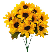 Party Brands 18 inch SUNFLOWER BUSH - YELLOW Silk Flowers 400234-PB