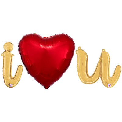 Betallic I (HEART) U - BETALLIC SCRIPT LETTERS KIT (AIR-FILL ONLY) Foil Balloon KT-400673-B-P