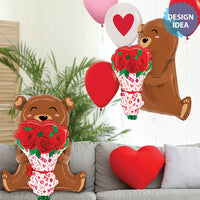 Betallic 25 inch ROSE BOUQUET BEAR Foil Balloon 25331P-B-P