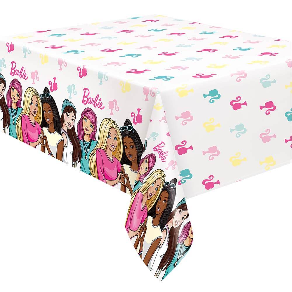 Unique BARBIE RECTANGULAR PLASTIC TABLE COVER 54 inch X 84 inch Party Decoration 47593-UN