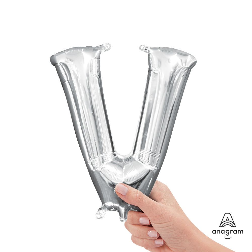 Anagram 16 inch LETTER V - ANAGRAM - SILVER (AIR-FILL ONLY) Foil Balloon 33054-11-A-P