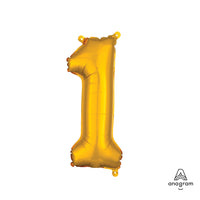 Anagram 16 inch NUMBER 1 - ANAGRAM - GOLD (AIR-FILL ONLY) Foil Balloon 33077-11-A-P