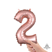 Anagram 16 inch NUMBER 2 - ANAGRAM - ROSE GOLD (AIR-FILL ONLY) Foil Balloon 37487-11-A-P