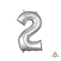 Anagram 16 inch NUMBER 2 - ANAGRAM - SILVER (AIR-FILL ONLY) Foil Balloon 33078-11-A-P