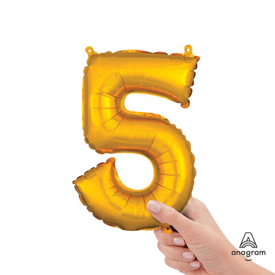 Anagram 16 inch NUMBER 5 - ANAGRAM - GOLD (AIR-FILL ONLY) Foil Balloon 33085-11-A-P