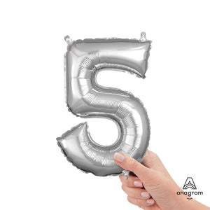 Anagram 16 inch NUMBER 5 - ANAGRAM - SILVER (AIR-FILL ONLY) Foil Balloon 33084-11-A-P