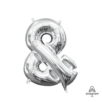 Anagram 16 inch SYMBOL & - ANAGRAM - SILVER (AIR-FILL ONLY) Foil Balloon 33068-01-A-P