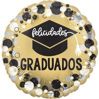 Anagram 17 inch FELICIDADES GRADUADOS CIRCLES & DOTS Foil Balloon 45513-02-A-U