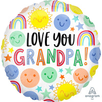 Anagram 17 inch LOVE YOU GRANDPA HAPPY FACES Foil Balloon 41986-01-A-P