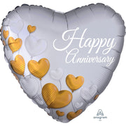 Anagram 18 inch ANNIVERSARY PLATINUM HEARTS Foil Balloon 38001-02-A-P