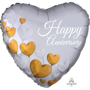 Anagram 18 inch ANNIVERSARY PLATINUM HEARTS Foil Balloon 38001-02-A-P