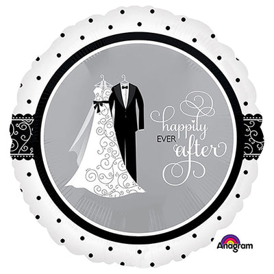 Anagram 18 inch BLACK & WHITE WEDDING Foil Balloon A111091-01-A-P