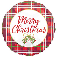 Anagram 18 inch CHRISTMAS PLAID Foil Balloon 44896-02-A-U