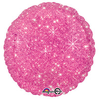 Anagram 18 inch CIRCLE - FAUX SPARKLE HOT PINK Foil Balloon 32330-02-A-U