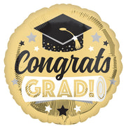 Anagram 18 inch CONGRATS GRAD SHINY GOLD Foil Balloon 44210-02-A-U