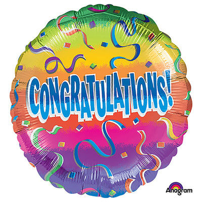 Anagram 18 inch CONGRATS RAINBOW Foil Balloon A11077-01-A-P