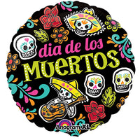 Anagram 18 inch DIA DE MUERTOS SKULLS Foil Balloon 25130-02-A-U